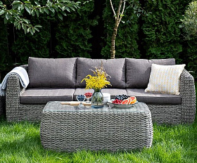 Лаунж-зона Кальяри 4SIS из искусственного ротанга (гиацинт), цвет графит