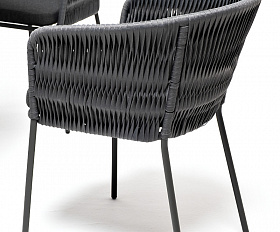 Диего обеденная группа на 4 персоны со стульями Бордо плетения колос, столешница серый гранит