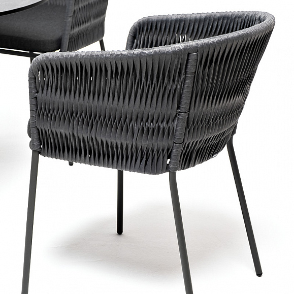 Диего обеденная группа на 4 персоны со стульями Бордо плетения колос, столешница серый гранит фото 7