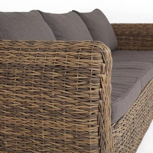 Диван трехместный Кальяри 4SIS из искусственного ротанга (гиацинт), цвет соломенный фото 5
