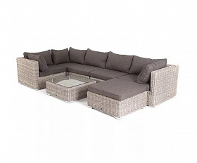 Лаунж-зона трансформирующаяся Лунго 4SIS из искусственного ротанга, цвет бежевый