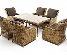 Обеденная Неаполь 4SIS группа плетеная из искусственного ротанга, цвет соломенный