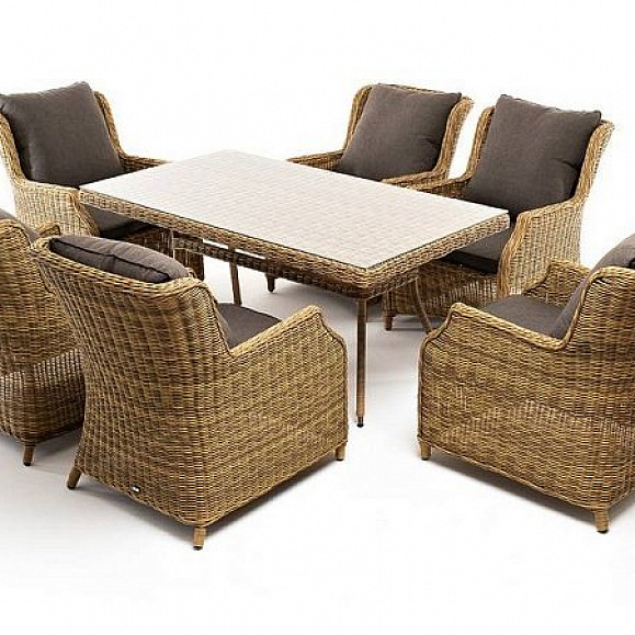 Обеденная Неаполь 4SIS группа плетеная из искусственного ротанга, цвет соломенный фото 2