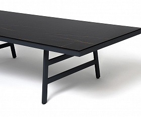 Рио стол из HPL 300х120см, цвет столешницы черный мрамор, угол R3мм