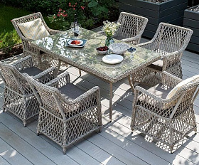 Плетеный стол Латте 4SIS из искусственного ротанга, цвет бежевый