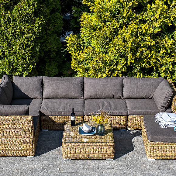 Лунго трансформирующаяся лаунж-зона из искусственного ротанга (гиацинт), цвет соломенный фото 5