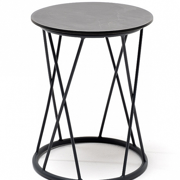 Колумбия журнальный стол из HPL круглый Ø40 H55, каркас из стали темно-серый (RAL 7024) муар, цвет столешницы серый гранит фото 1