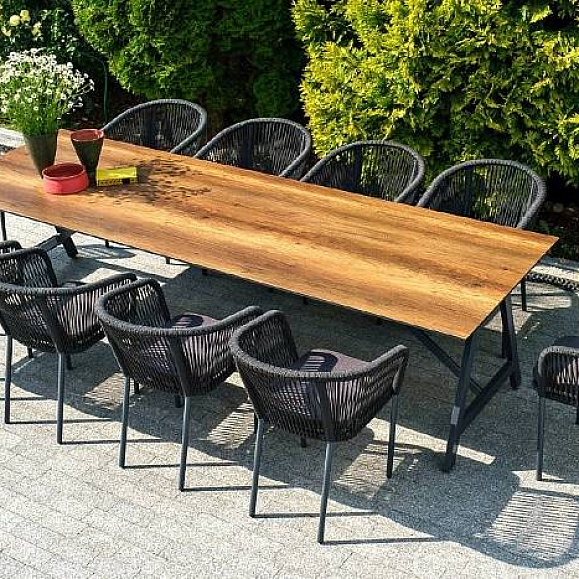 Обеденная Куба 4SIS группа на 10 персон, стол HPL дуб, круглый роуп фото 1