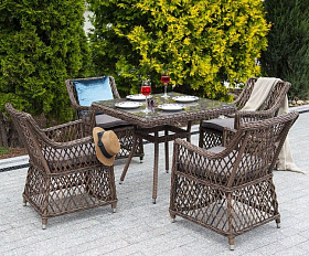 Плетеный стол Айриш 4SIS из искусственного ротанга, цвет коричневый