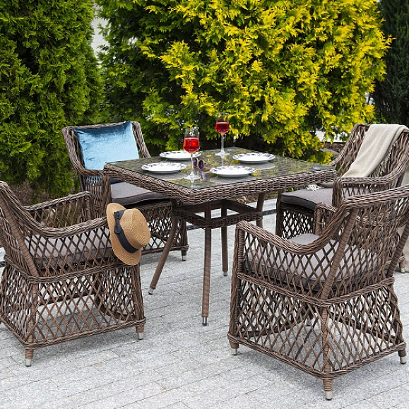 Плетеный стол Айриш 4SIS из искусственного ротанга, цвет коричневый фото 3