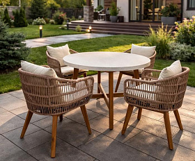 Обеденный комплект Eleonora Royal Family из натурального дерева на 4 персоны