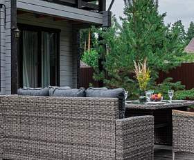 Угловой комплект Zorro Wood Double Royal Family из искусственного ротанга, цвет серый