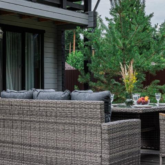 Угловой комплект Zorro Wood Double Royal Family из искусственного ротанга, цвет серый фото 5