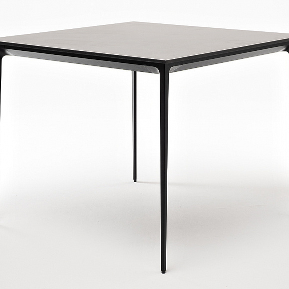 Малага обеденный стол из HPL 90х90см, цвет серый гранит, каркас черный фото 1