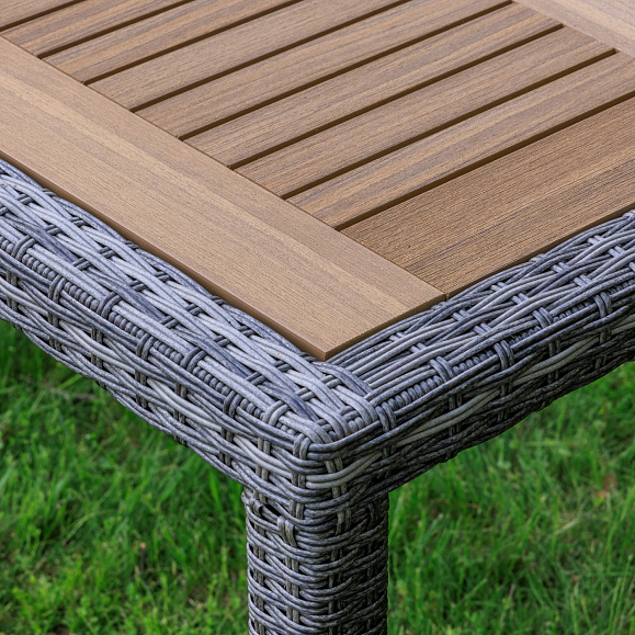 Обеденный стол Amelia Royal Family из искусственного ротанга 200 см, цвет серый фото 3