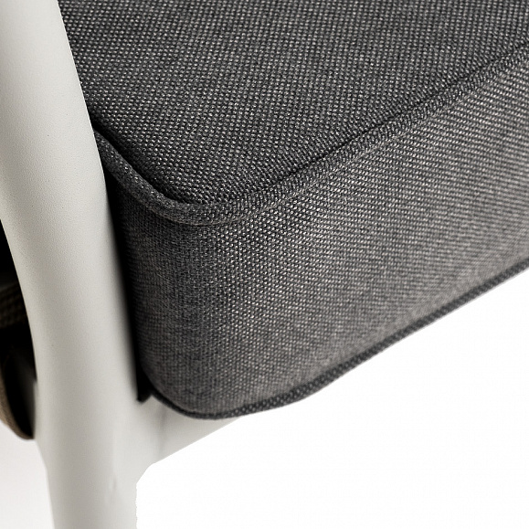 Касабланка диван 3-местный плетеный из роупа, каркас алюминий светло-серый (RAL7035) муар, роуп серо-коричневый 23мм, ткань серая 017 фото 6