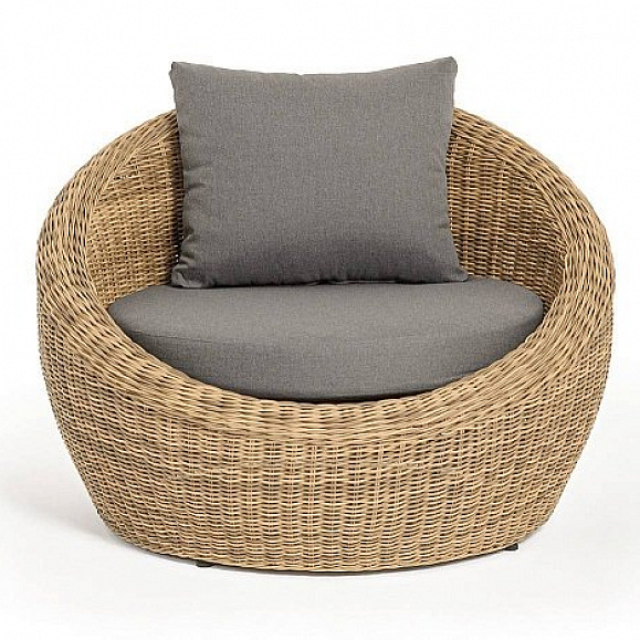 Кресло Барселона 4SIS из искусственного ротанга, цвет соломенный фото 2