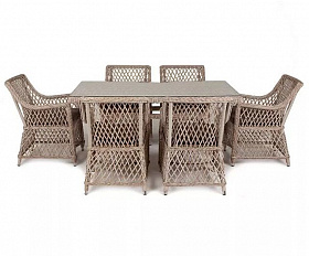 Плетеная обеденная группа Латте-160 L 4SIS из искусственного ротанга, цвет бежевый