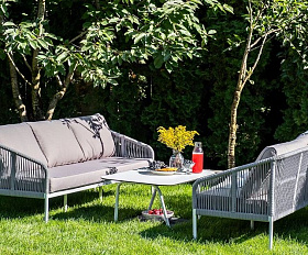 Диван трехместный Канны 4SIS из роупа (веревки), цвет светло-серый