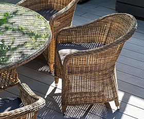 Плетеный круглый стол Эспрессо 4SIS из искусственного ротанга, цвет соломенный