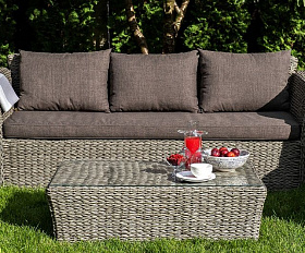 Диван трехместный Капучино 4SIS из искусственного ротанга (гиацинт), цвет графит