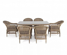 Обеденная группа Амароне 4SIS из искусственного ротанга, цвет соломенный