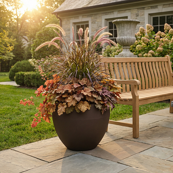 Кашпо Concretika Гира D50H43 Дарк браун 8028 фото 1