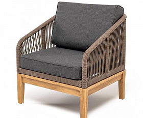 Кресло Канны 4SIS из роупа (веревки), основание дуб, цвет коричневый