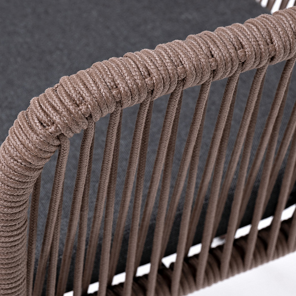 Лион стул плетеный из роупа, каркас из стали коричневый (RAL8016) муар, роуп коричневый круглый, ткань бежевая фото 4