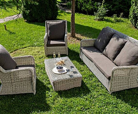 Лаунж-Зона Гляссе 4SIS из искусственного ротанга, цвет бежевый