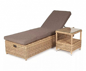 Комплект шезлонг со столиком Рим 4SIS из искусственного ротанга, цвет соломенный