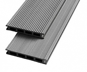 Террасная доска Экодэк Брайт Вельвет Шале, цвет Серый Дым