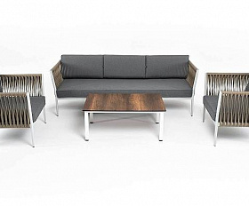 Лаунж-Зона Касабланка 4SIS плетеная из роупа 5-местная, цвет серый