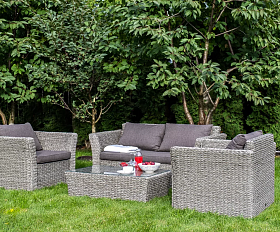 Лаунж-зона Капучино Сингл 4SIS из искусственного ротанга (гиацинт), цвет серый