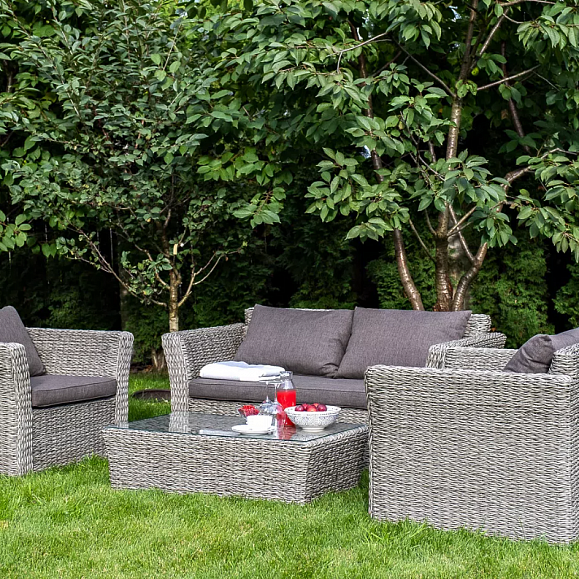 Лаунж-зона Капучино Сингл 4SIS из искусственного ротанга (гиацинт), цвет серый фото 2