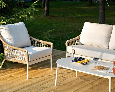 Лаунж-Зона Венеция 4SIS из искусственного ротанга, цвет соломенный