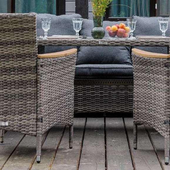 Угловой комплект Zorro Wood Double Royal Family из искусственного ротанга, цвет серый фото 2