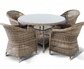 Обеденная группа Равенна 4SIS из искусственного ротанга, цвет соломенный