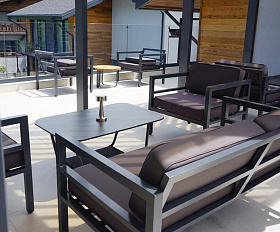 Эстелья кресло, каркас алюминий темно-серый (RAL7024) муар, ткань темно-серая 027