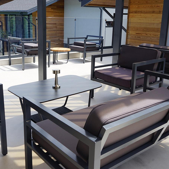 Эстелья кресло, каркас алюминий темно-серый (RAL7024) муар, ткань темно-серая 027 фото 3