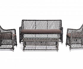 Лаунж-зона Асти 4SIS из искусственного ротанга, цвет графит 4 персоны