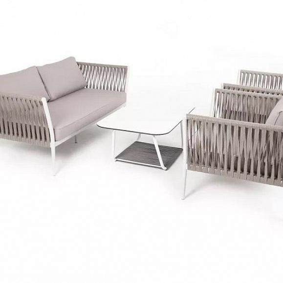 Плетеная лаунж-зона Касабланка 4SIS из роупа (веревки), цвет серо-коричневый фото 1