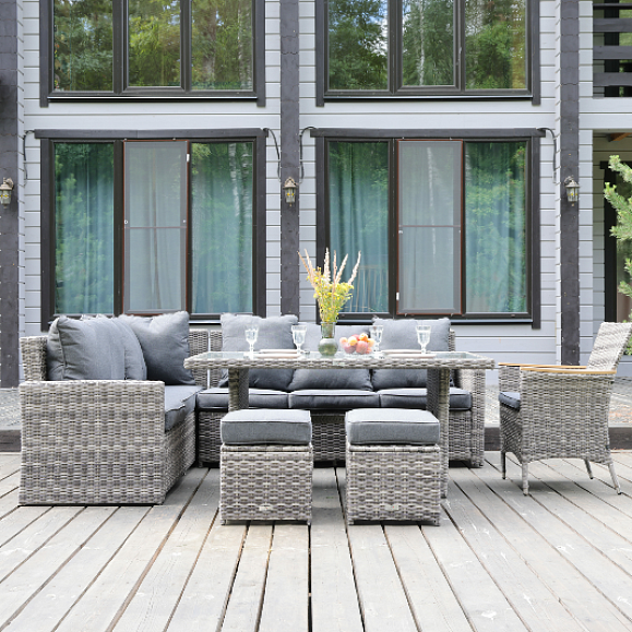 Угловой комплект Zorro Wood Royal Family из искусственного ротанга, цвет серый фото 1