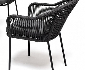 Обеденная группа Лион 4SIS на 4 персоны со стульями "Лион" темно-серый, круглый стол "серый гранит"