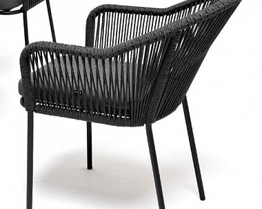 Обеденная группа Лион 4SIS на 4 персоны со стульями "Лион" темно-серый, круглый стол "серый гранит"