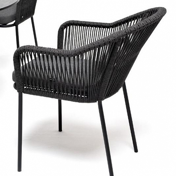 Обеденная группа Лион 4SIS на 4 персоны со стульями "Лион" темно-серый, круглый стол "серый гранит" фото 4