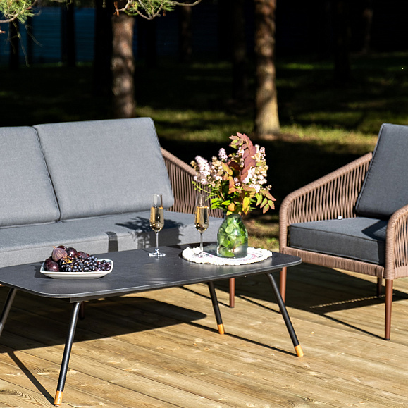 Канны лаунж-зона 5-местная плетеная из роупа (веревки), роуп коричневый фото 5