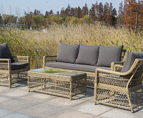 Лаунж-зона Гранд Латте 4SIS из искусственного ротанга, цвет соломенный