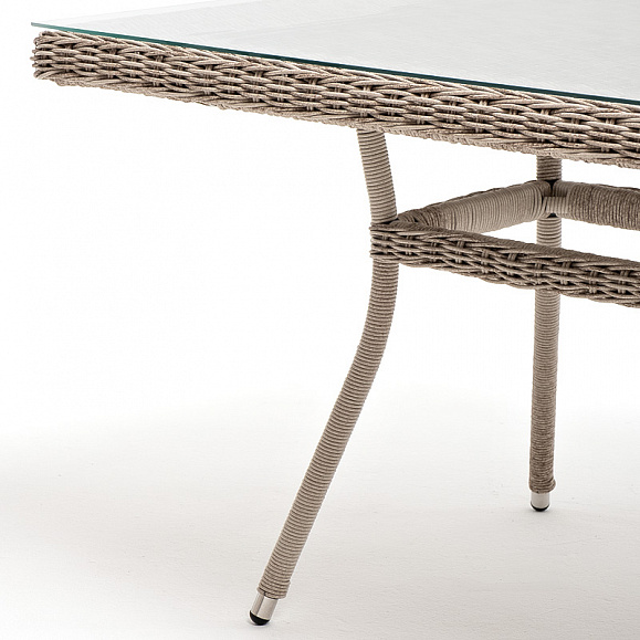 Латте плетеный стол из искусственного ротанга 200х90см, цвет бежевый фото 7