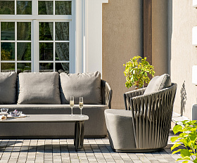 Флоренция лаунж-зона из искусственного ротанга, цвет графит